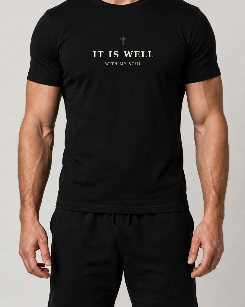 It Is Well — Men's Faith Tee — Black