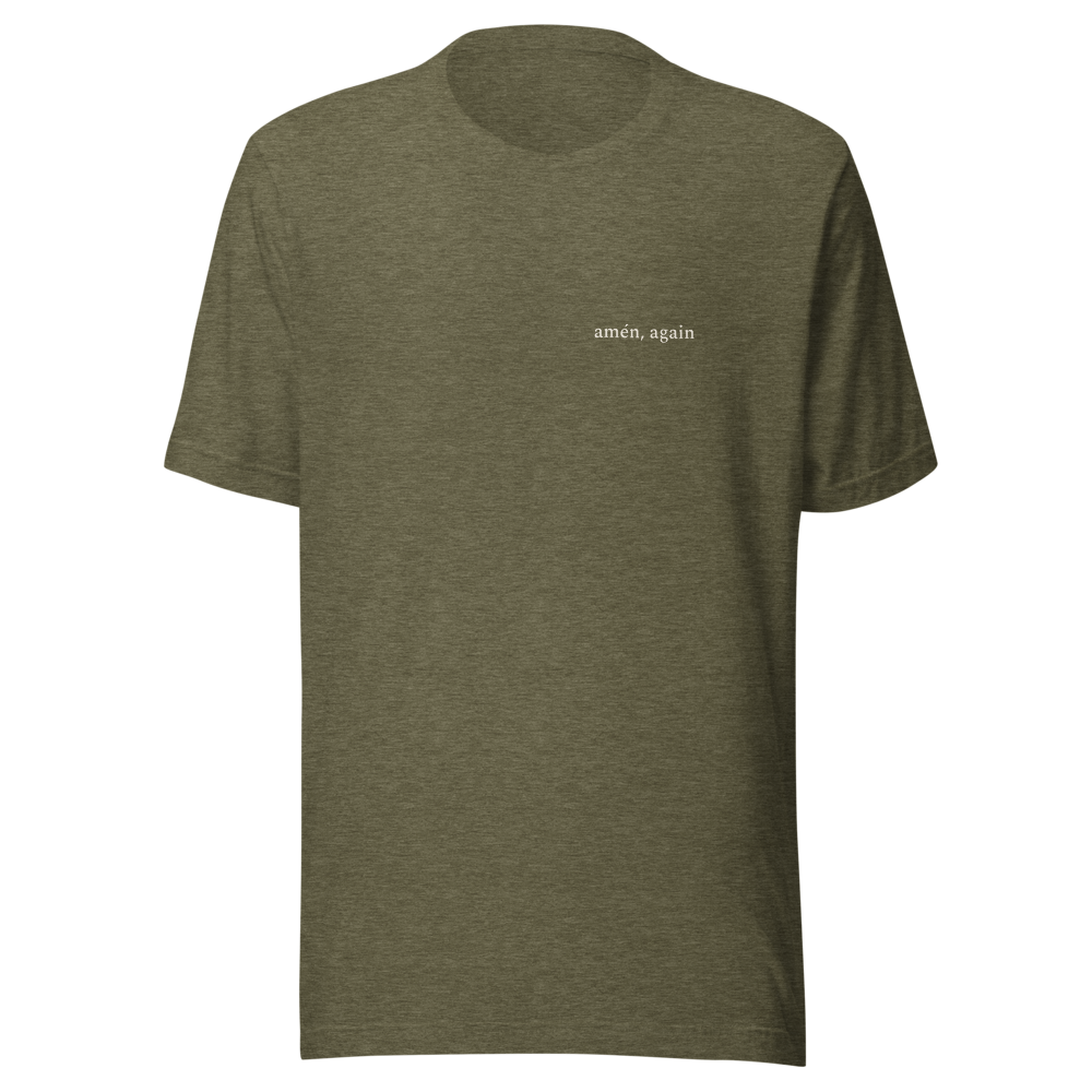 Amén, Again — Men's Faith Tee — Heather Olive