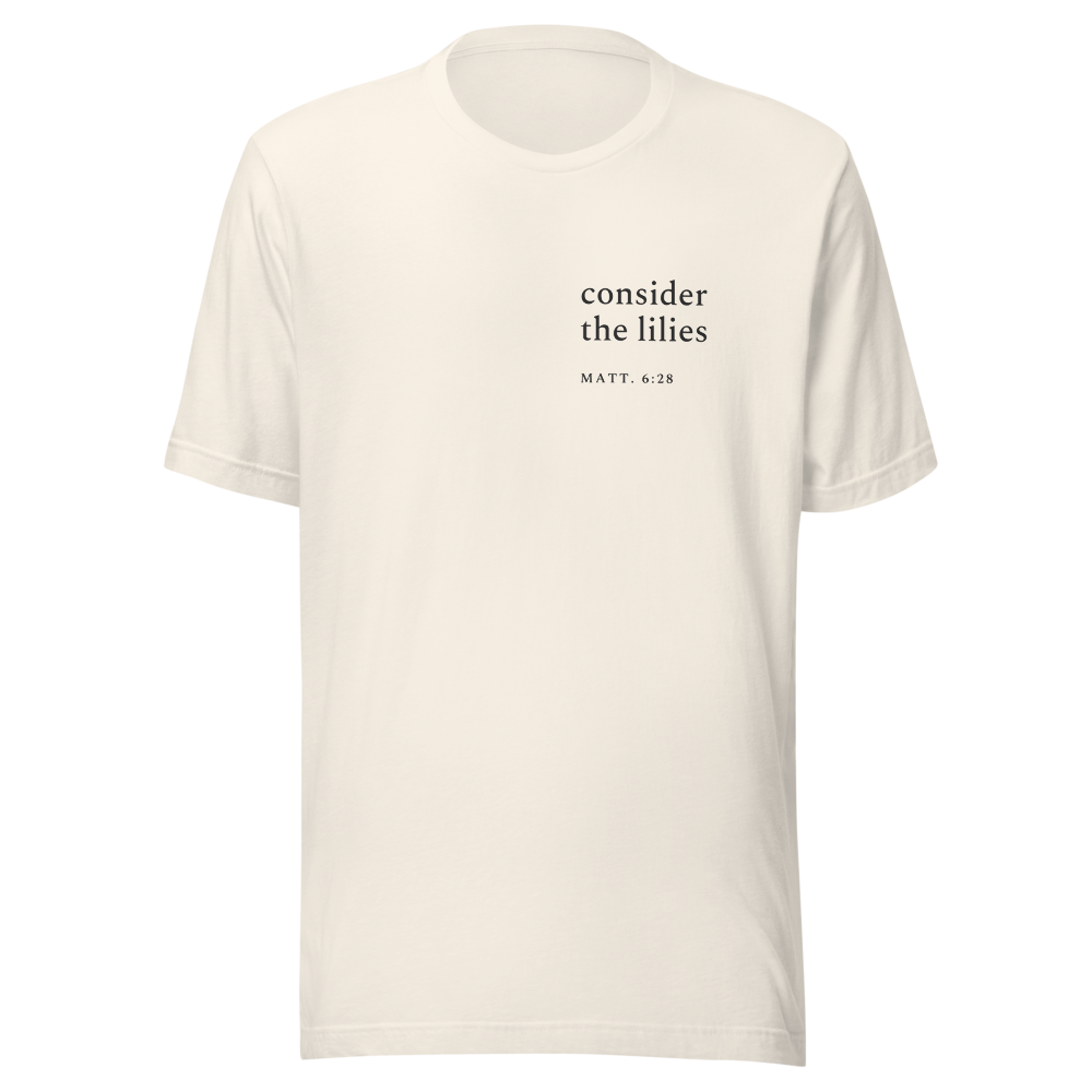 Consider the Lilies — Matthew 6:28 Tee — Vintage White