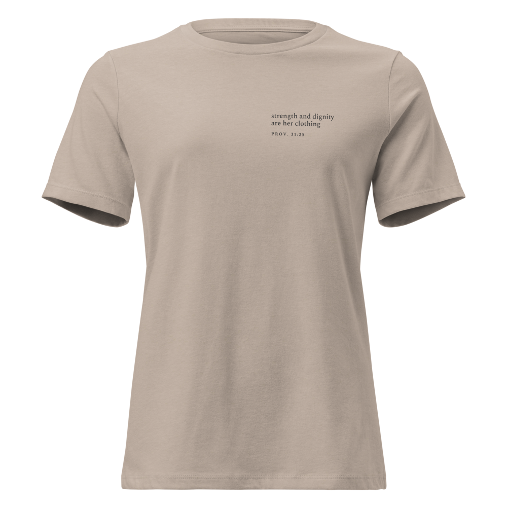 Strength & Dignity — Proverbs 31:25 Faith Tee — Heather Stone
