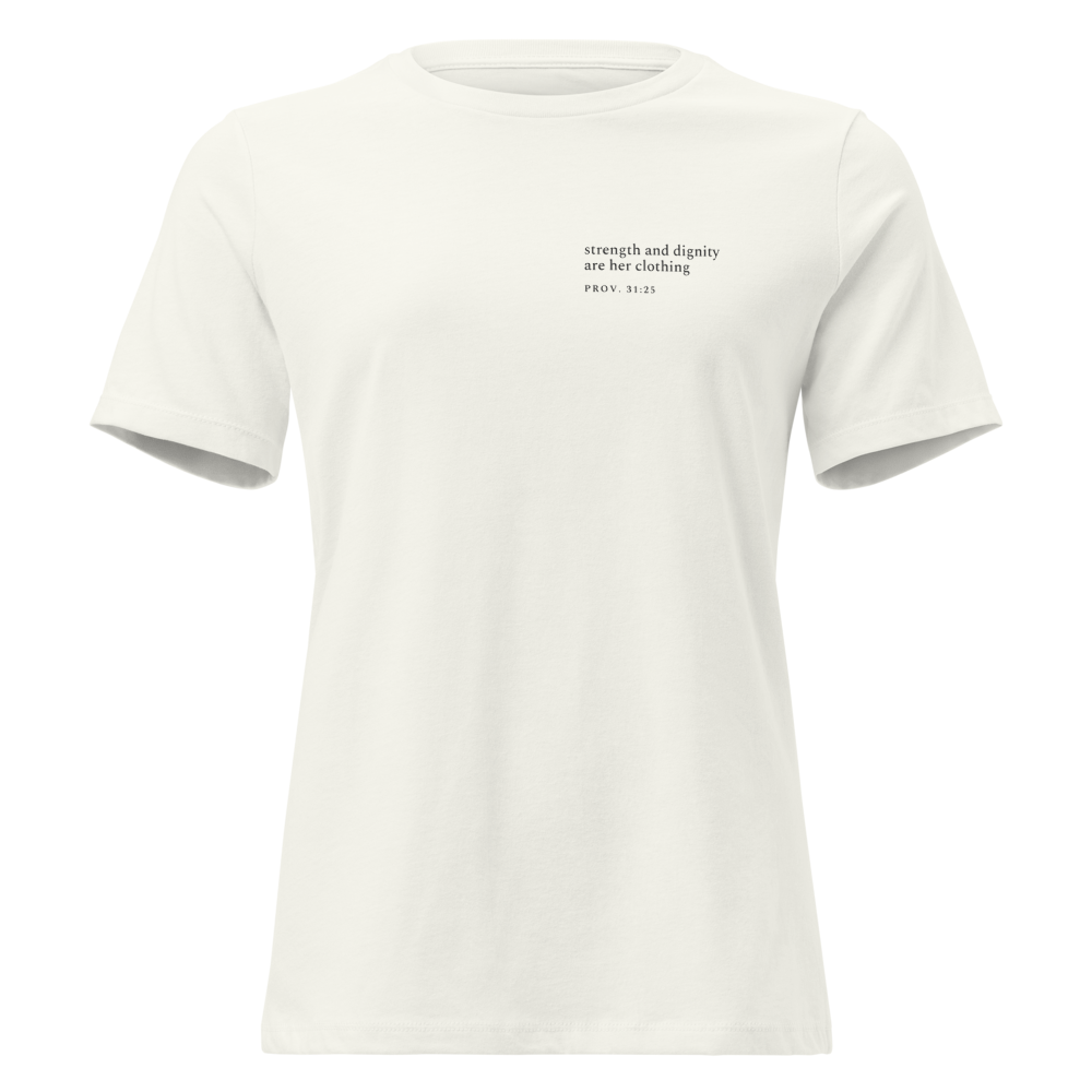 Strength & Dignity — Proverbs 31:25 Faith Tee — Vintage White