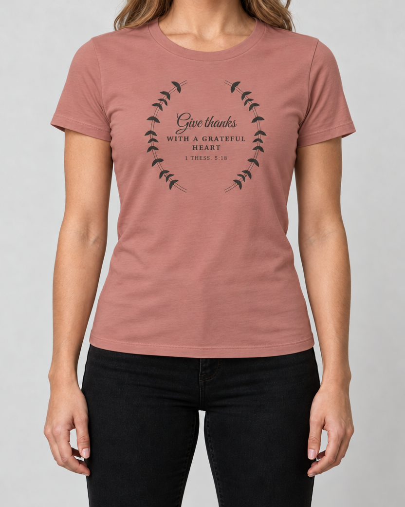 Give Thanks — Women's Thanksgiving Tee — Mauve