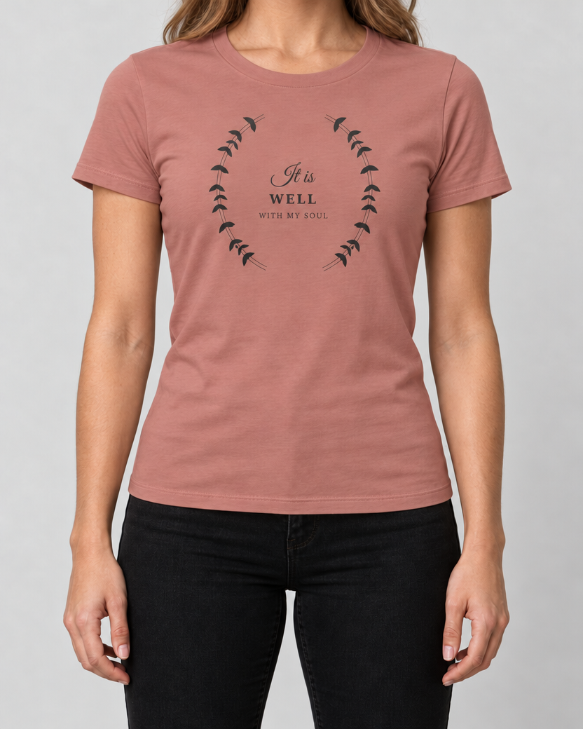 It Is Well — Women's Faith Tee — Mauve