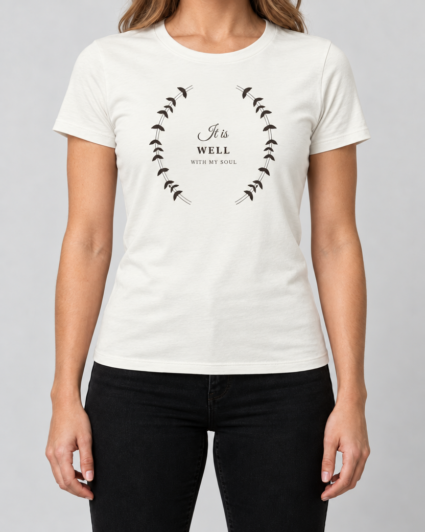 It Is Well — Women's Faith Tee — Vintage White
